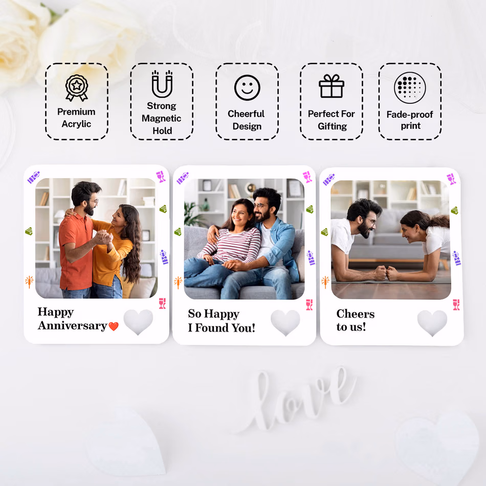 Personalized Anniversary Fridge Magnet Trio
