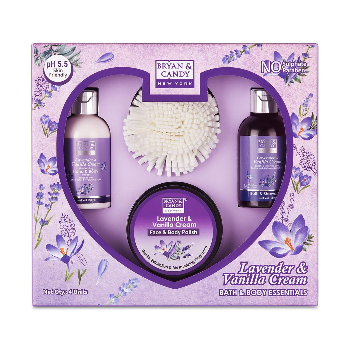 Bryan  Candy Lavender Bodycare Heart Collection Diwali Gift Set For Women 100 Veganph55 Skin Friendly