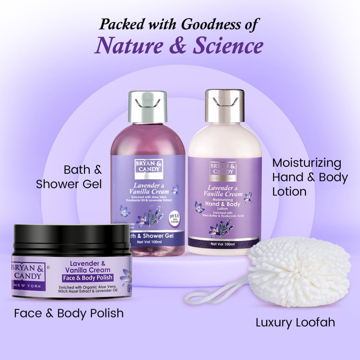 Bryan  Candy Lavender Bodycare Heart Collection Diwali Gift Set For Women 100 Veganph55 Skin Friendly