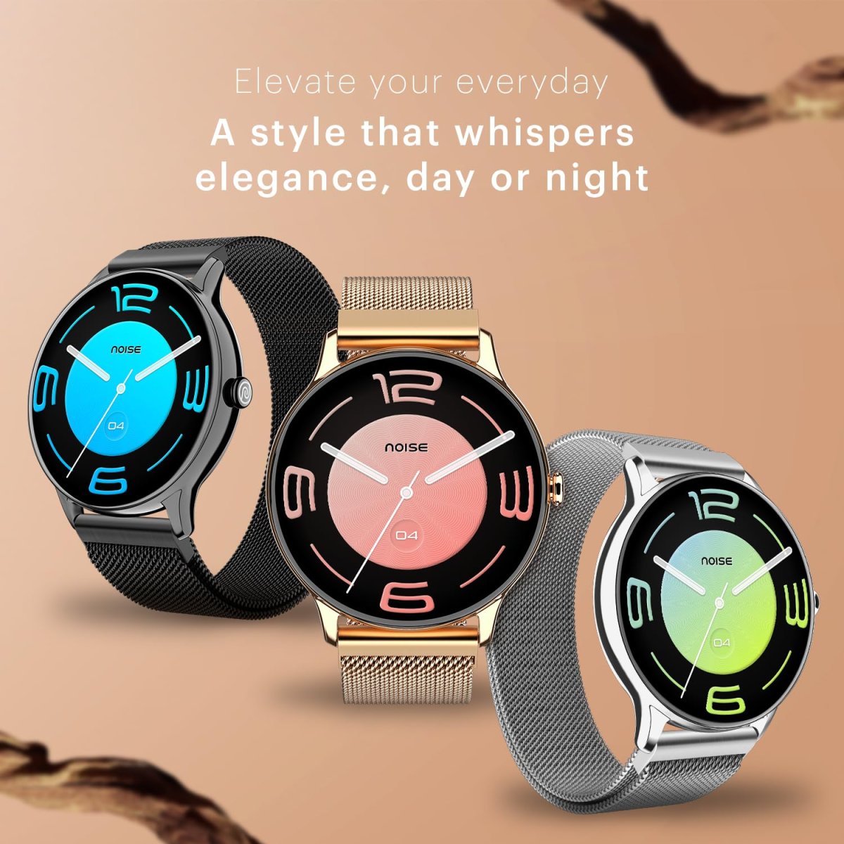 Noise Twist Go Round Dial Smartwatch With Bt Calling 139 Display Metal Build 100 Watch Faces Ip68 Sleep Tracking 100 Sports Modes 247 Heart Rate Monitoring Gold Link