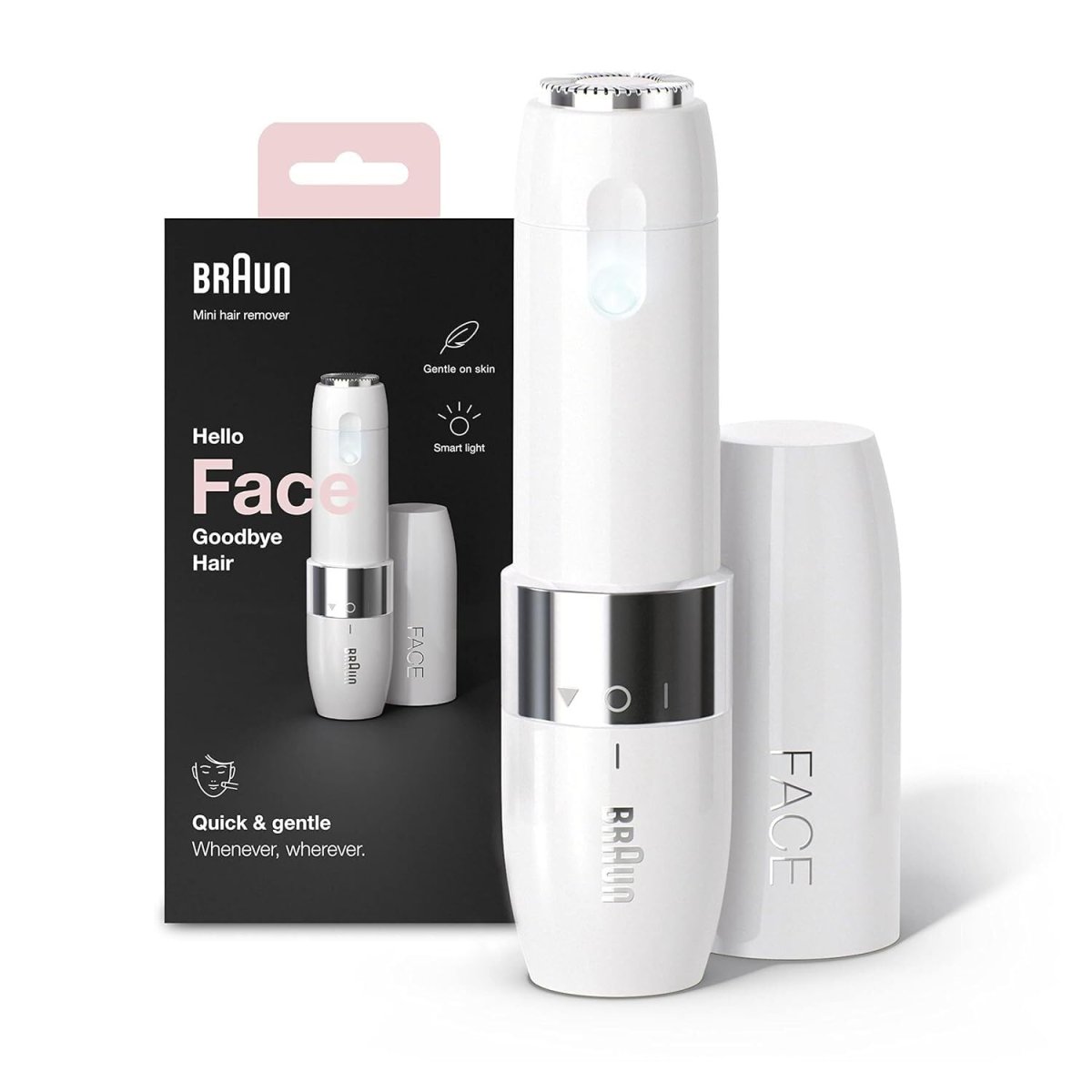 Braun Face Mini Hair Remover Fs1000 Electric Facial Hair Remover For Women Quick Instant Gentle Painless Smooth Skin Glow Onthego With Smartlight For Upper Lips Chin Cheeks Peach Fuzz