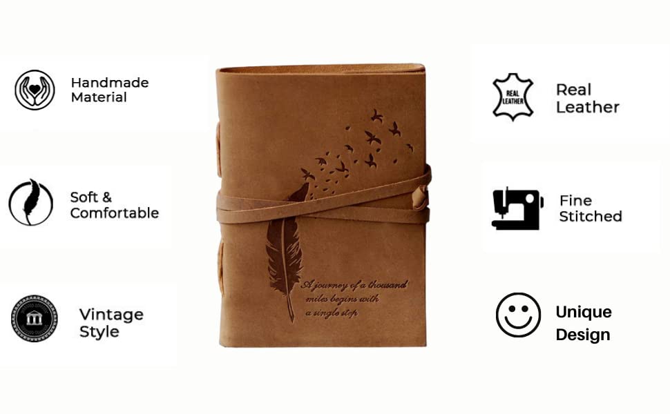 Cavalo  Be Unique Leather Diary Embossed With Leaf Of Tree  A Quote Antique Handmade Leather Bound Diary Cum Notepad For Men And Women Plain Paper Of 57 Inch Size 240 Pages Perfect For Travel Diary