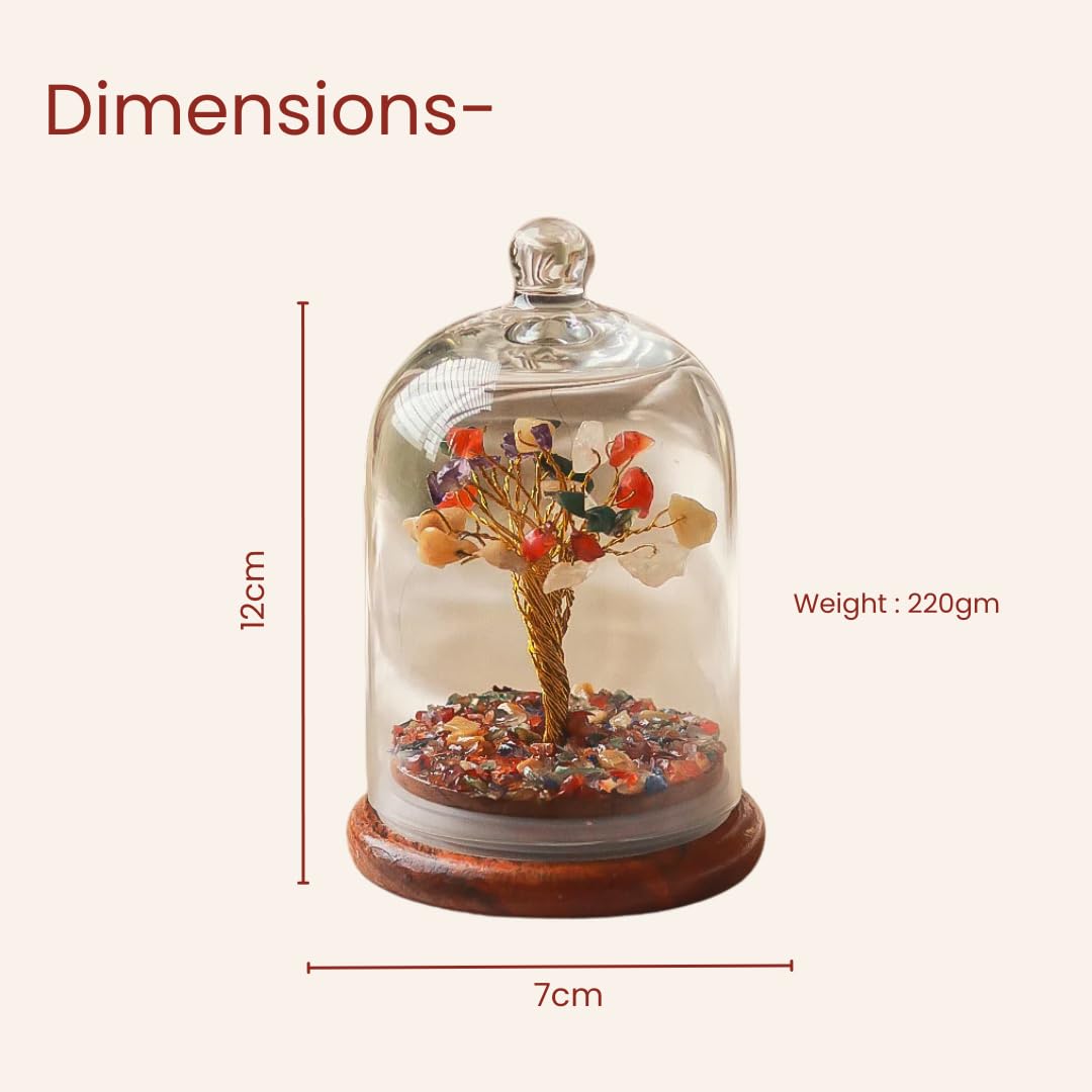 Dome Crystal Chakra Tree  Encased Gemstone Bonsai For Healing Energy Balance Meditation  Spiritual Tree Of Life With Natural Crystals For Positive Vibes  Perfect For Gift  Home Dcor