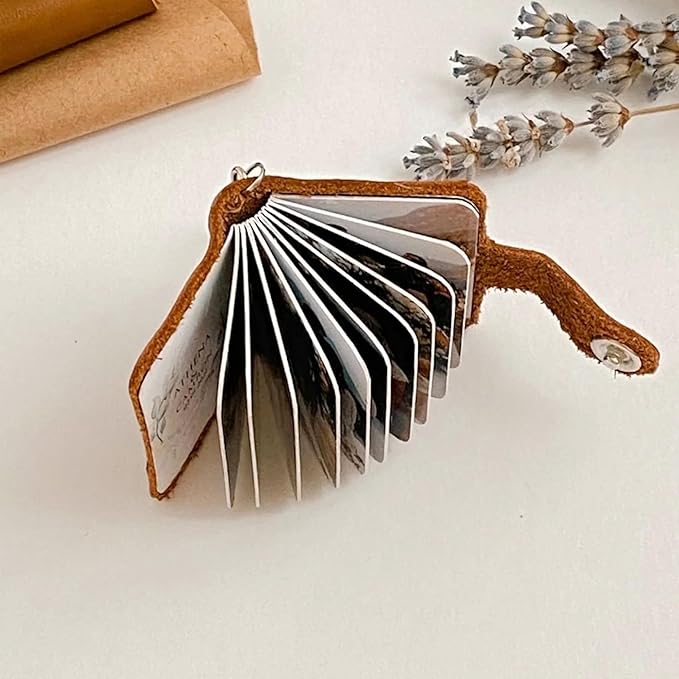 Customizable Leather Mini Photo Album Keychain  With 12 To 24 Photos  Gift Idea For Fathers Day Birthdays Anniversaries Or Special Moments