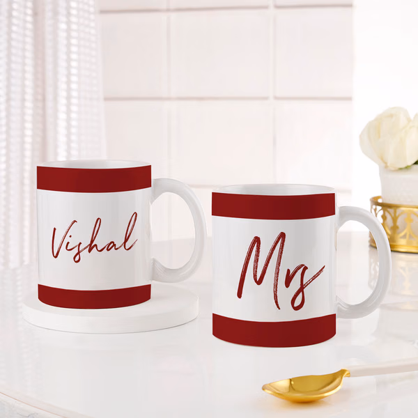 Personalized Mr And Mrs Mugs With Blooms