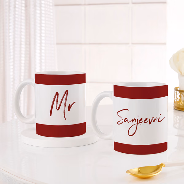 Personalized Mr And Mrs Mugs With Blooms
