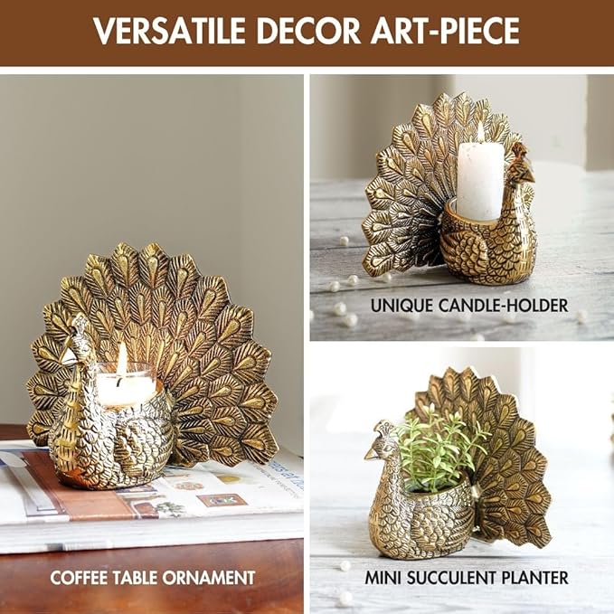 Behoma Aluminium Dancing Peacock Figurine Pair For Gold  Set Of 2  Birthday Wedding Anniversary Romantic Gift Womengood Luck Vastu Showpiece For Home Decor Living Room Festival Set Of 2
