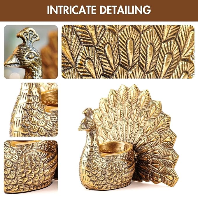Behoma Aluminium Dancing Peacock Figurine Pair For Gold  Set Of 2  Birthday Wedding Anniversary Romantic Gift Womengood Luck Vastu Showpiece For Home Decor Living Room Festival Set Of 2