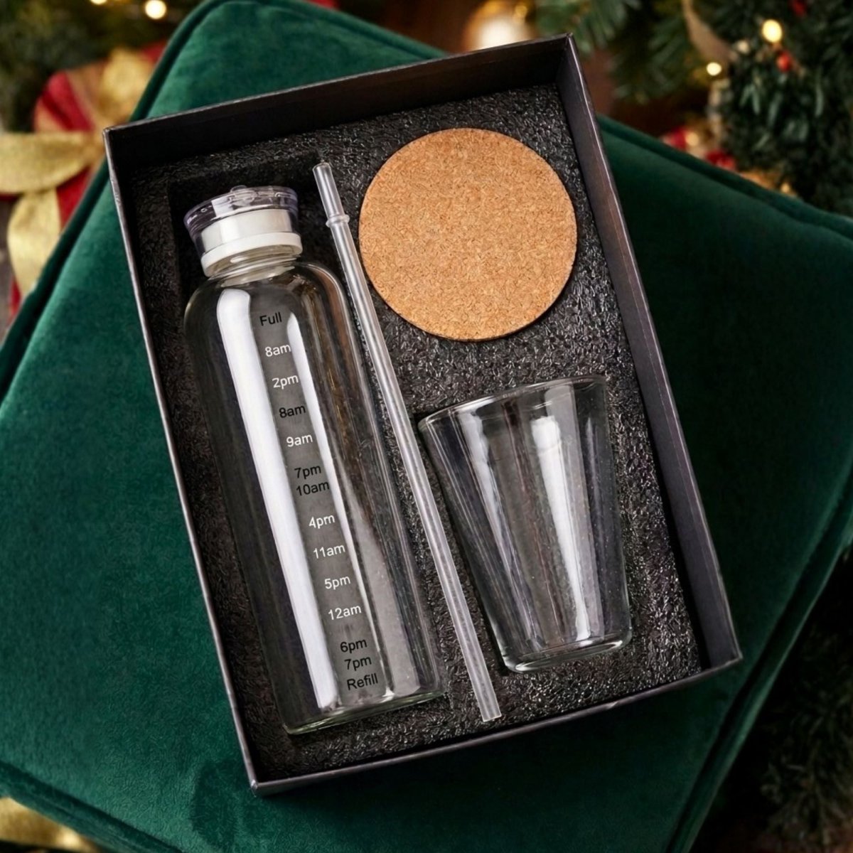 Rakhi Gift Hamper  Modern Time Marking Borosilicate Glass Bottle  Viral Coffee Glass With Straw  Coaster